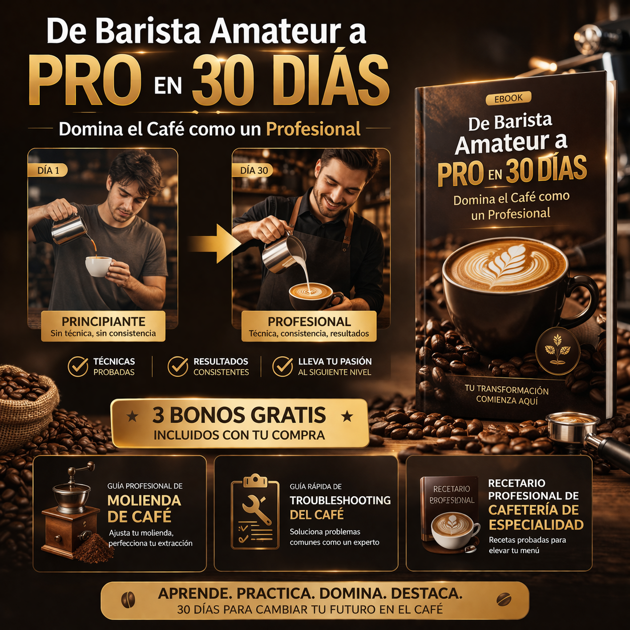 Domina el café como un profesional , de barista amateur a PRO en 30 días